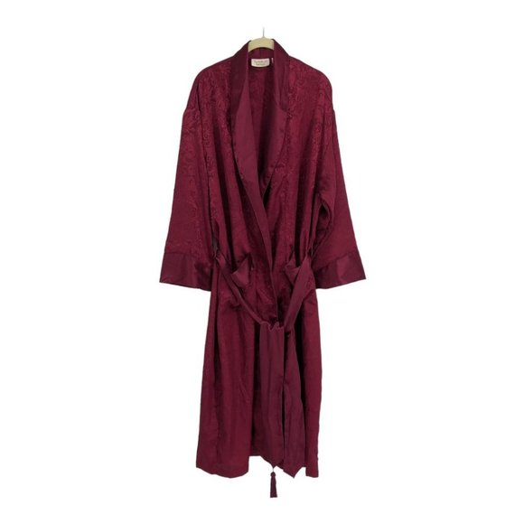 Vintage Victoria's Secret Gold Label Burgundy Satin Paisley Bath Robe size SP - Picture 14 of 14